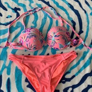 Shade and shore 34D with large pink braided bottom